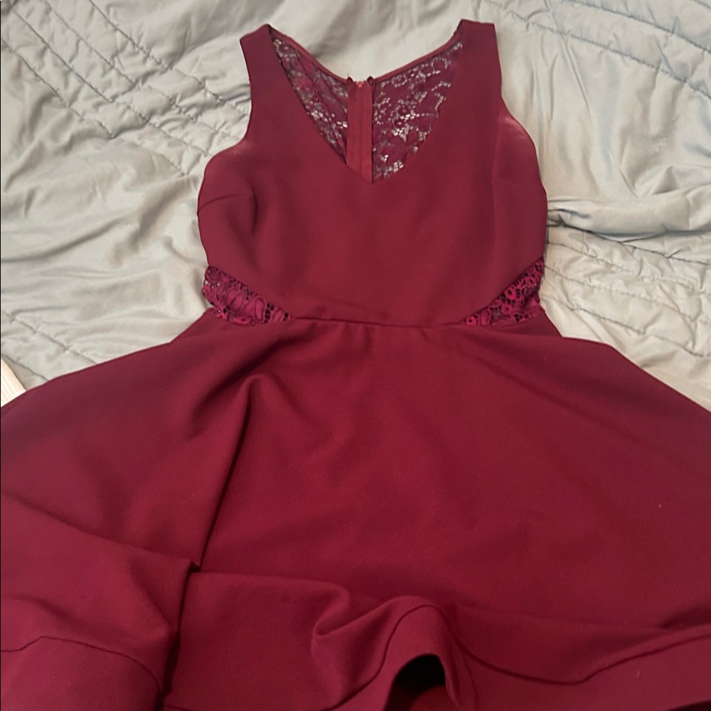 Burgundy Lace Skater Dress